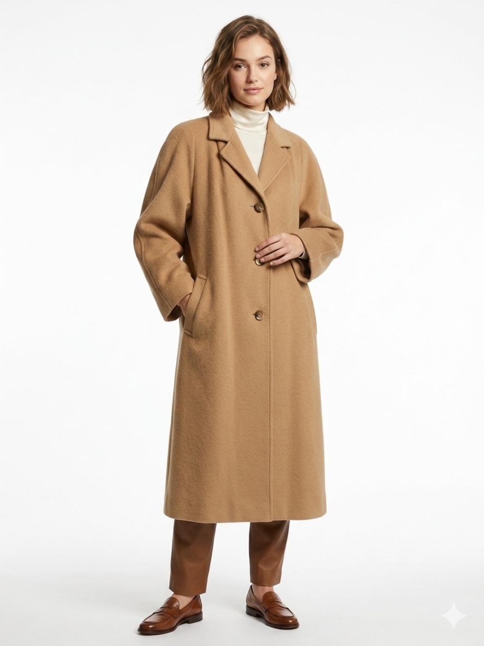 Fleurette 100% Camel Hair Coat Vintage Made In USA Tan Rare Premium Duster